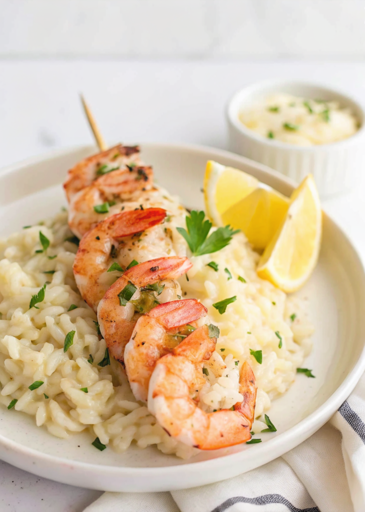 Lemon Risotto with Grilled Shrimp
