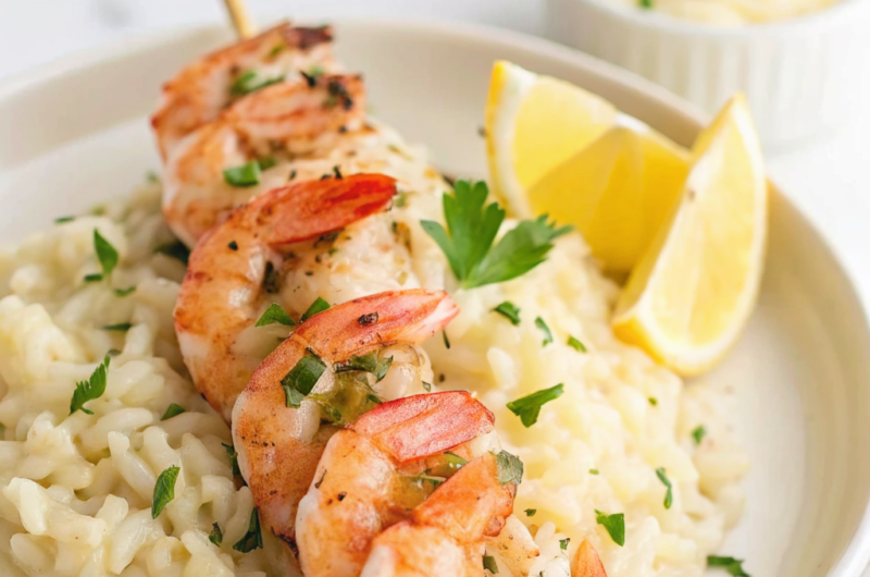 Lemon Risotto with Grilled Shrimp