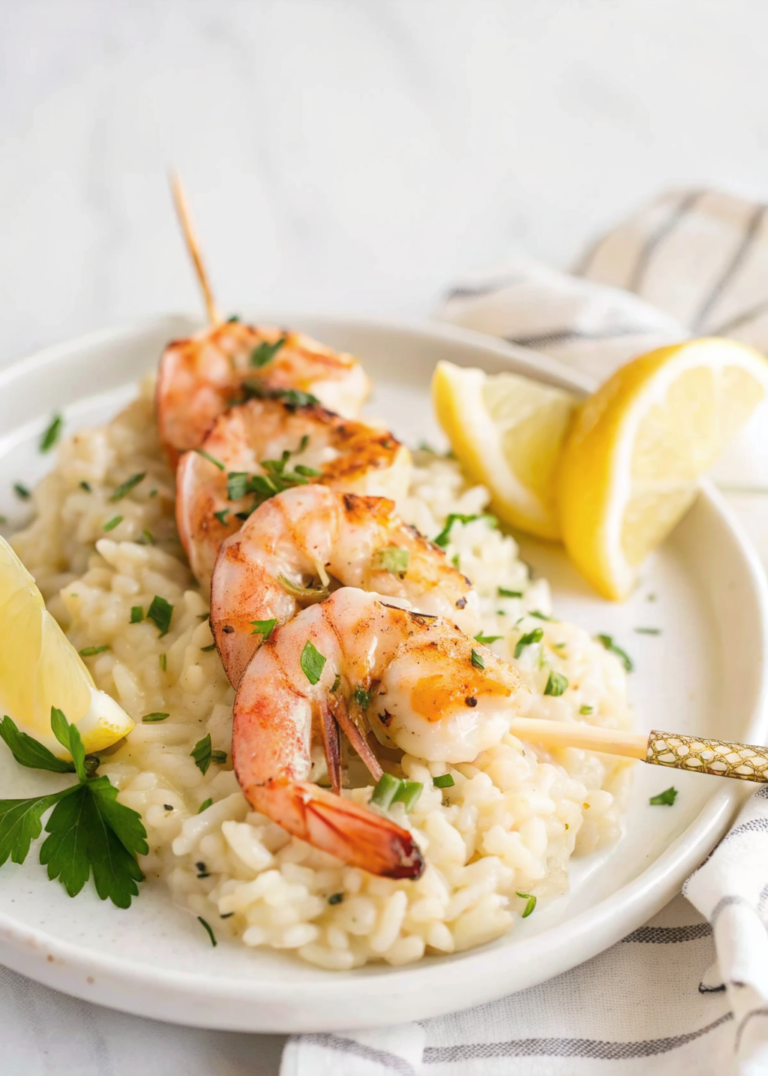 Lemon Risotto with Grilled Shrimp