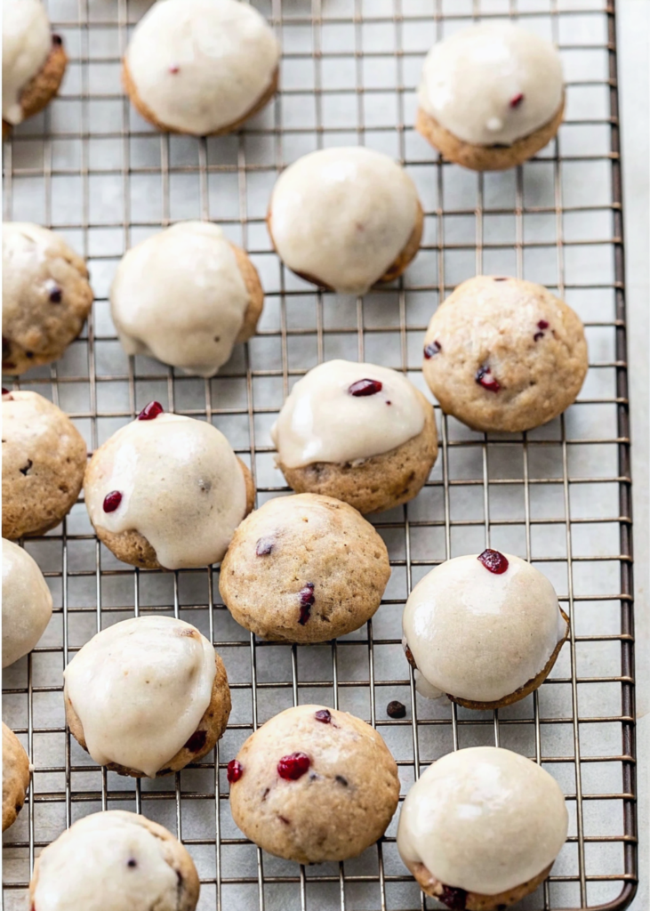 Cranberry Spice Cookies with Eggnog Icing