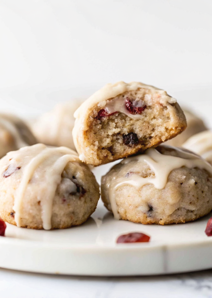 Cranberry Spice Cookies with Eggnog Icing