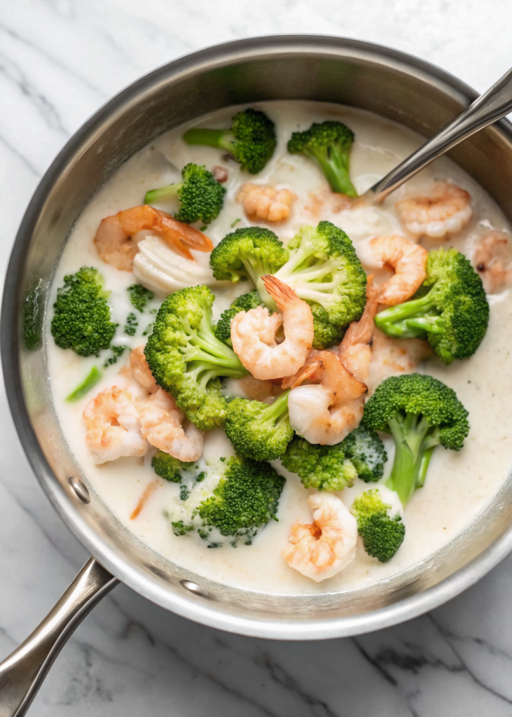 Easy Creamy Shrimp and Broccoli Pasta