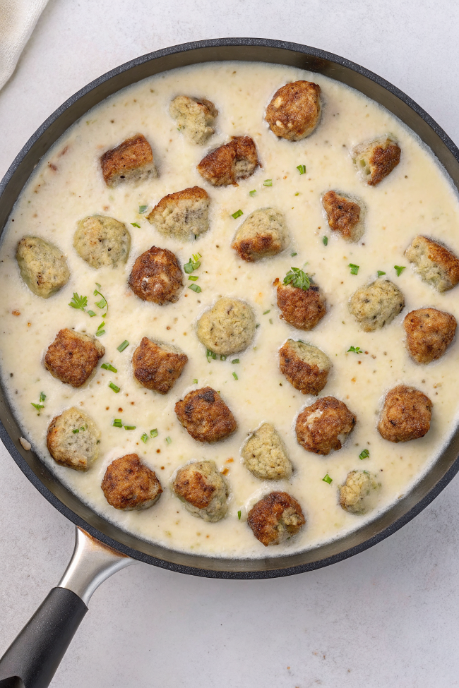One Pan Chicken Meatballs with Orzo