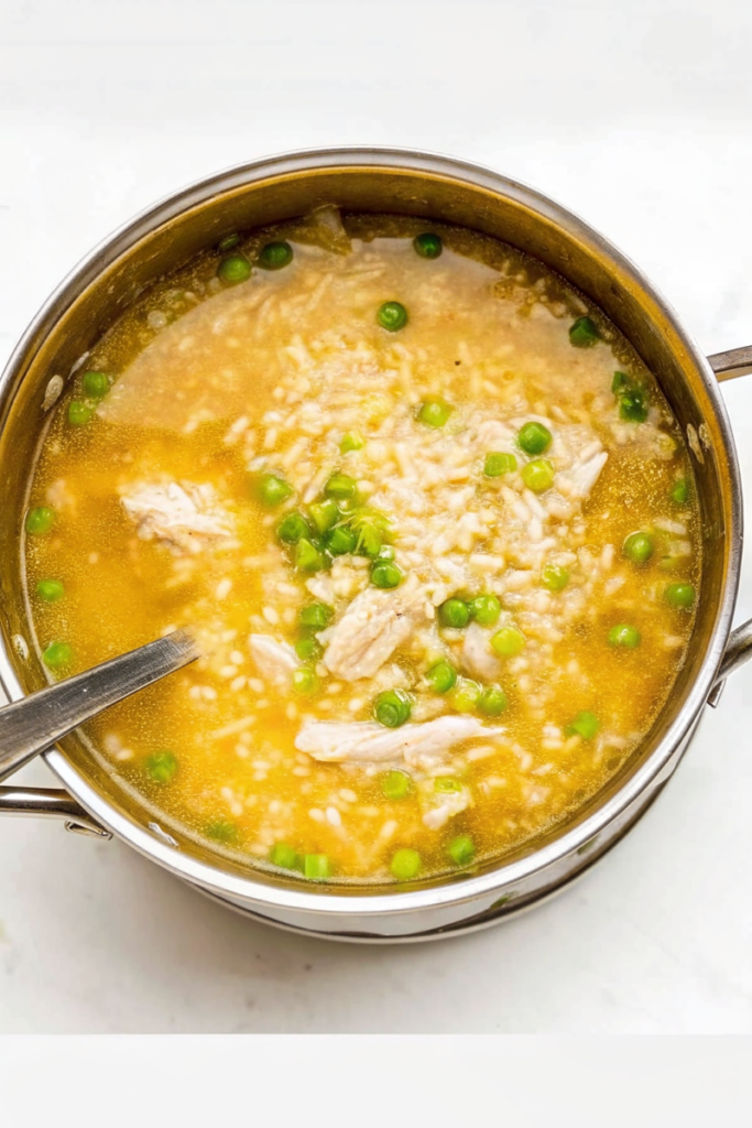 Lemon Chicken Soup With Rice And Peas