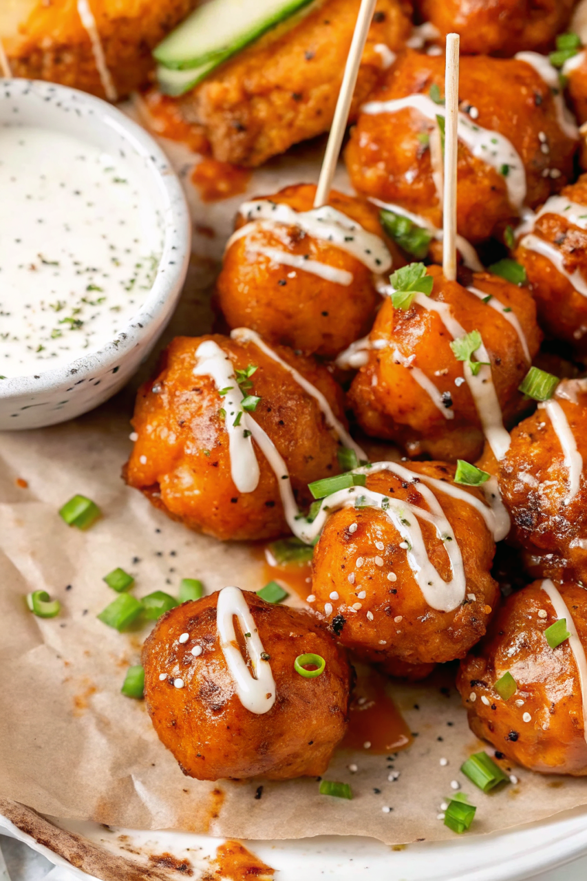 Spicy Buffalo Cauliflower Meatballs