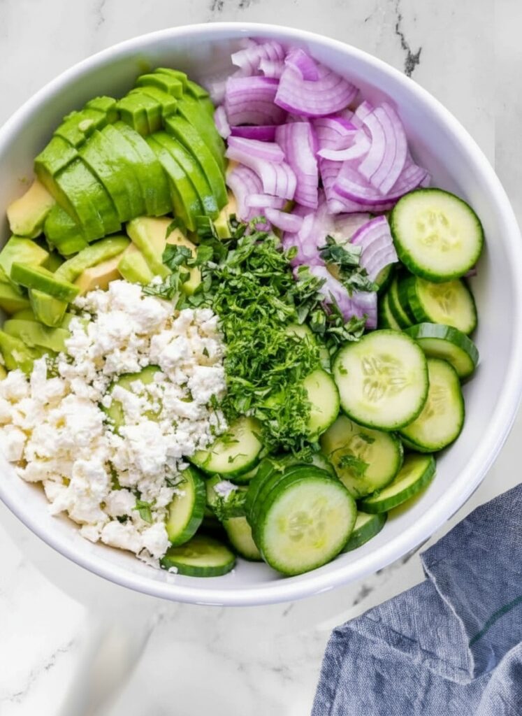 Cucumber Avocado Feta Salad