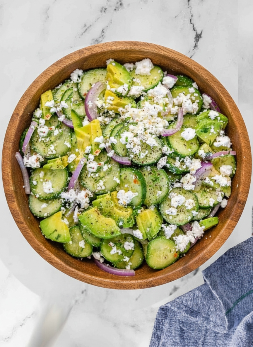 Cucumber Avocado Feta Salad