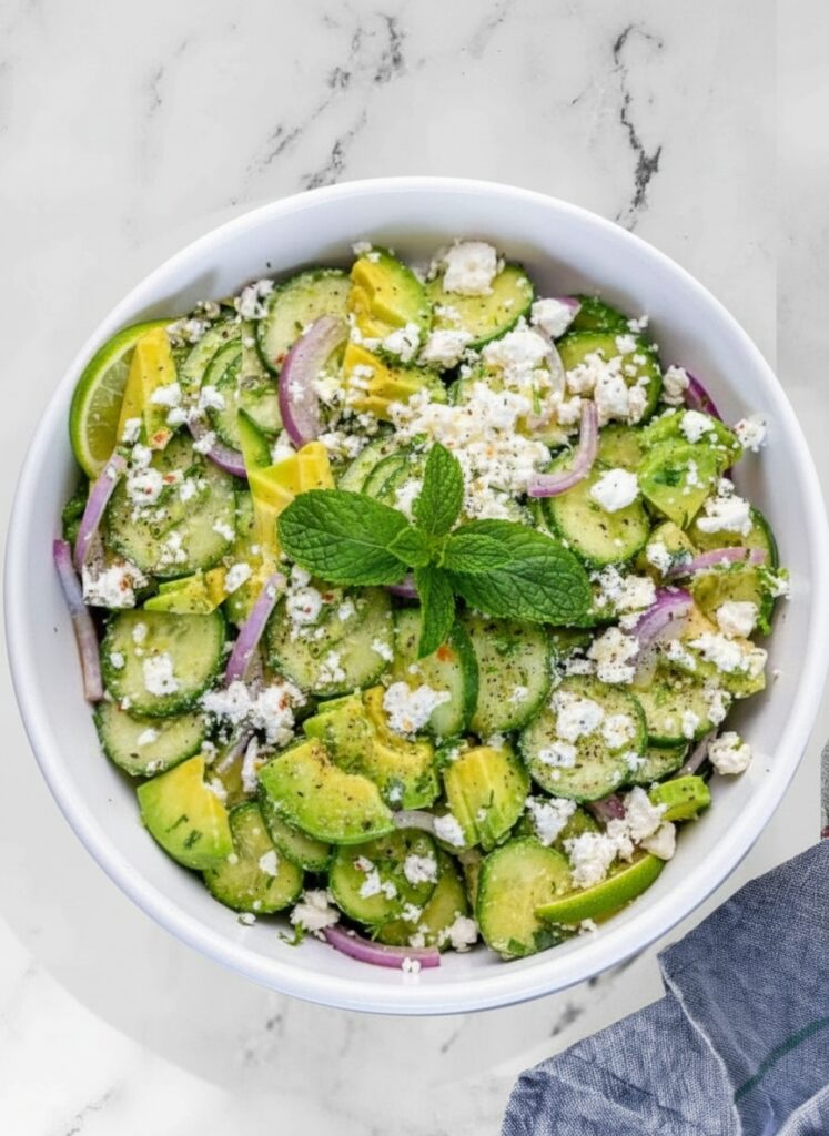 Cucumber Avocado Feta Salad