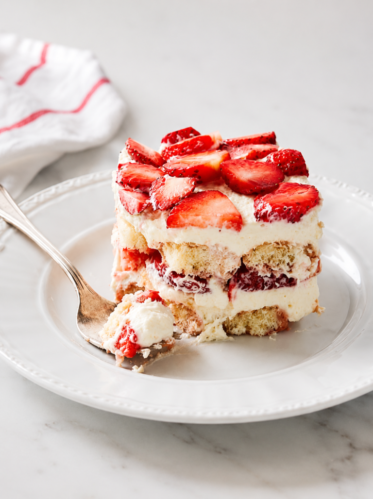 Strawberry Tiramisu (Easy No Bake Dessert)
