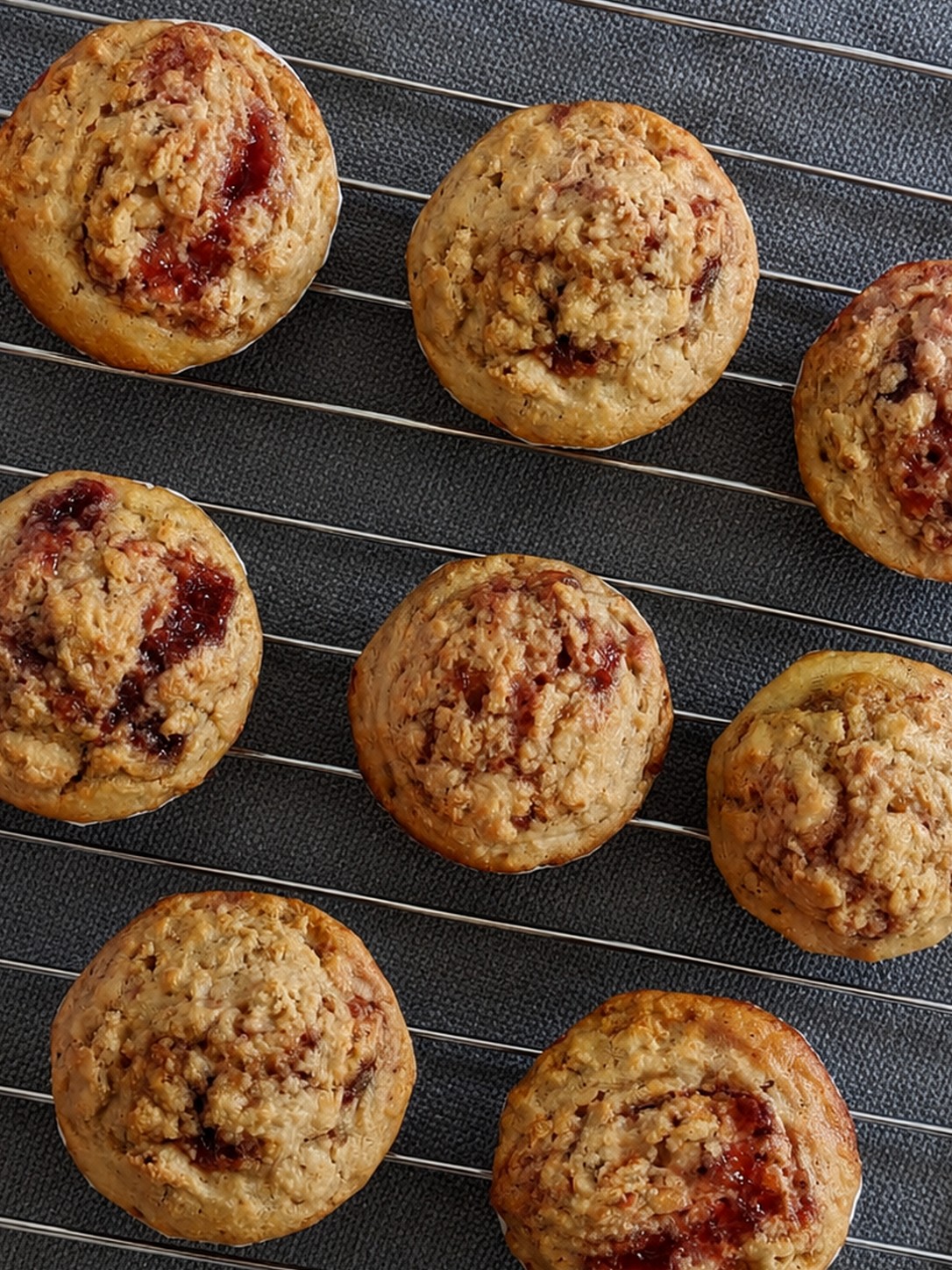 Strawberry Jam Filled Oat Muffins